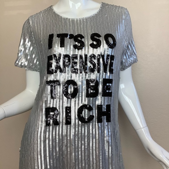 Dreamland Silver Sequin Mini Dress with Black Text NWT - Picture 4 of 7
